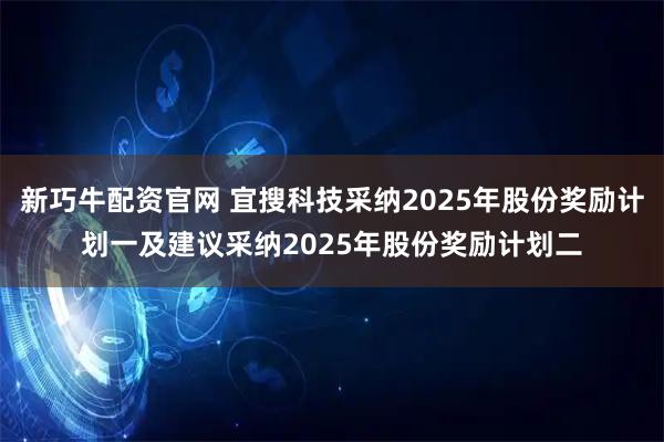 新巧牛配资官网 宜搜科技采纳2025年股份奖励计划一及建议采纳2025年股份奖励计划二